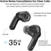 NC2 Hybrid Active Noise Cancelling Wireless Earbuds, In-Ear Detection Headphones, IPX6 Waterproof Bluetooth 5.3 Stereo Earphones, Immersive Sound Premium Deep Bass Headset Matte Black