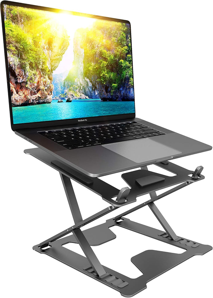 2023 Laptop Stand – Lightweight & Durable Metal Design - Aluminum Foldable Portable Computer Stand - Ergonomic Laptop Holder - Multi-Angle Notebook Riser – for All Laptops 11-17” (Space Grey)