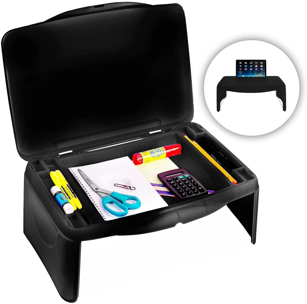 Folding Lap Desk, Laptop Desk, the Lapdesk Contains Extra Storage Space and Dividers & Folds Very Easy, Great for Kids, Adults, Boys, Girls, (Black)